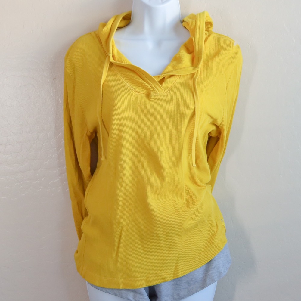 Yellow Women's Hooded Long-Sleeve Top